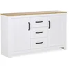 Image de Homestyle4u 2497 Commode élégante en chêne blanc style maison de campagne avec 3 tiroirs Largeur 150 cm