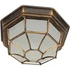 Image de Plafonnier en aluminium et verre couleur cuivre antique, IP44, pour terrasse et balcon, L:27 cm, E27, rustique, MILANO