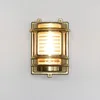 Image de Licht-Erlebnisse Applique extérieure en laiton et verre IP64 Jardin Façade H:22 cm E27 Lampe de navire maritime rustique Lampe murale nostalgique extérieure GRACIA