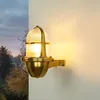 Image de Lampe d'extérieur murale vers le haut en laiton véritable IP64 E27 H : 18 cm lampe de bateau antirouille applique extérieure applique murale cour maritime jardin