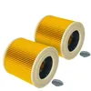 Image de vhbw 2x filtre plissé compatible avec Kärcher A 2003, A 2004, A 2024 pt, A 2054 Me, A 2101, A 2204, A 2204 AF, A 2206 X aspirateur - jaune