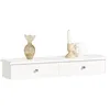 Image de SoBuy Etagere Murale avec 2 Tiroirs - Étagère Flottante Moderne pour Entrée, Salon, Cuisine & Chambre - Blanc 64x15x10cm FRG43-W