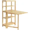 Image de SoBuy FWT70-N klappbarer Esszimmertisch mit Regal Esstisch aus Kautschukholz Klapptisch Küchentisch Schreibtisch Holztisch für Küche, Esszimmer BHT ca.: 98x126x60cm