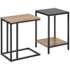 Image de SoBuy Tables Basses Gigognes, Lot de 2, Tables d'Appoint Empilables, Bouts de Canapé, Tables de Salon en Bois et Verre Trempé avec Cadre en Métal Robuste, FBT99-F