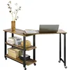 Image de SoBuy FWT83-PF Table d'appoint Rotative, Bout de Canapé à roulettes, Table Console Mobile avec 2 étagères de Rangement et 6 roulettes, Design Industriel - 133 x 30 x 69 cm