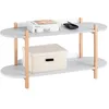 Image de SoBuy Étagère de Rangement, Bibliothèque à 2 Niveaux, Table d'appoint en Bois à 2 Étages, Étagère sur Pied, Table Console, Petite Table Basse pour Salon, Bureau, Chambre, 100x33x52cm, Gris, HSTR01-HG