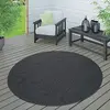 Image de Paco Home Tapis Intérieur & Extérieur Terrasse Et Balcon Monochrome Structuré, Dimension:200 cm Rond, Couleur:Bleu Marine