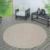 Image de Paco Home Tapis Intérieur & Extérieur Terrasse Et Balcon Monochrome Structuré, Dimension:160 cm Rond, Couleur:Beige