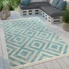 Image de Paco Home Tapis Intérieur & Extérieur Tissé À Plat Motif Losanges Moderne pour Terrasse Et Balcon, Dimension:60x100 cm, Couleur:Bleu-Blanc