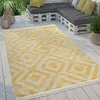 Image de Paco Home Tapis Intérieur & Extérieur Tissé À Plat Motif Losanges Moderne pour Terrasse Et Balcon, Dimension:60x100 cm, Couleur:Jaune-Blanc