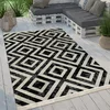 Image de Paco Home Tapis Intérieur & Extérieur Tissé À Plat Motif Losanges Moderne pour Terrasse Et Balcon, Dimension:160 cm Rond, Couleur:Noir-Blanc