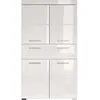 Image de Meuble de salle de bain Colonne double - 4 portes + 1 tiroir - L73 x P31 x H130 cm - Blanc - AMANDA