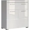 Image de Meuble de salle de bain Rangement bas - 2 portes & 1 tiroir - Blanc - L 73 x P 31 x H 79 cm - AMANDA