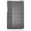 Image de Meuble de salle de bain Colonne double - 4 portes + 1 tiroir - L73 x P31 x H130 cm - Gris - AMANDA