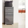 Image de Meuble de salle de bain Rangement bas - 1 porte & 1 tiroir - Gris - L 37 x P 31 x H 79 cm - AMANDA