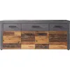 Image de Buffet bas INDY 4 Portes et 1 Tiroir - Mélaminé bois vieilli et gris mat - L 178 x P 40 x H 77 cm