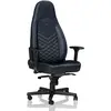 Image de noblechairs ICON Chaise de Gaming - Chaise de Bureau - Cuir Véritable - 150 kg - Inclinable - Coussin de Soutien Lombaire - Design du Siège de Course - Bleu Nuit / Gris