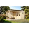 Image de Abri de Jardin pentagonal avec Extension Franz-28 en Bois de la Marque Alpholz | cabanon de Jardin Exterieur | cabane de Jardin exterieure | pentagonale, Construction en madriers, cabane à Outils,