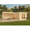 Image de Abri de Jardin à Toit Plat Quinta ISO en Bois de la Marque Carlsson | abri de Jardin et de Loisirs | Chalet de Jardin | en L, Construction en madriers, cabane de Jardin, Toit Plat, épaisseur de la