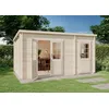 Image de Poolhouse - Abri de Jardin Maria Toit monopente avec annexe en Bois de la Marque Alpholz | cabanon de Jardin Exterieur | cabane de Jardin exterieure | Rectangle, Construction en madriers, cabane à
