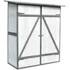 Image de Melko Armoire de jardin avec toit en appentis et double porte battante en bois blanc/gris 162 x 140 x 75 cm, avec étagère