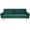 Image de Beliani Canapé Fixe 3 Places en Velours Vert avec Pieds en Bois et Rembourrage Moelleux pour Salon Design Glamour