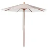 Image de Beliani Parasol de Jardin ou de Terrasse à Rayures Beiges et Blanches avec Pied en Bois, Diamètre 260 cm Toile Anti UV et Ouverture Facile avec Corde