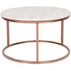 Image de Beliani Table Basse Ronde avec Plateau Effet Marbre Beige en MDF et Cadre en Métal Cuivré au Style Moderne et Glamour