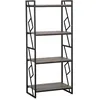 Image de Beliani Bibliothèque au Style Industriel composé de 4 Compartiments en Imitation Bois et Une Structure en Métal Noir 143 cm de Hauteur