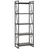 Image de Beliani Bibliothèque au Style Industriel composé de 5 Compartiments en Imitation Bois et Une Structure en Métal Noir 184 cm de Hauteur