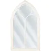 Image de Beliani Miroir Mural au Style Gothique en Forme de Vitrail Métallique Blanc 62 x 113 cm pour Salon et Hall Décor Rétro et Vintage