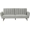 Image de Beliani Canapé 3 Places Convertible en Lit en Velours Gris Clair avec Pieds Dorés Confortable et Décoratif pour Salon au Style Glamour Moderne