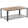 Image de Beliani Table Basse Rectangulaire Effet Bois Foncé avec Pieds Noirs et Etagère Pratique pour Salon au Style Moderne Scandinave et Minimaliste