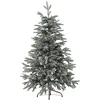 Image de Sapin de Noël Artificiel 120 cm Vert avec Effet Branches Givrées et Décorations Idéal pour Les Fêtes Beliani