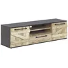 Image de Meuble TV Noir et Bois Clair avec 2 Portes et Tiroir Spacieux Solution Rangement Idéale pour Salon ou Chambre au Style Rustique et Campagne Beliani