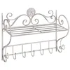 Image de Beliani Armoire Murale Suspendue Toute Salle de Bains avec Etagère et Crochet de Suspension en Acier Blanc Effet Vieilli de Style Moderne