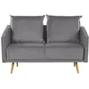 Image de Beliani Canapé 2 Places en Velours Gris Doux avec Piètement Métallique Doré Confort et Style Glamour et Rétro pour Votre Salon et Studio