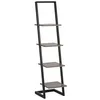 Image de Beliani Bibliothèque Étagère Design Échelle Effet Bois Foncé et Noir avec 4 Étagères Meuble de Rangement pour Salon Rétro Industriel et Moderne