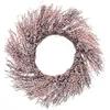 Image de Couronne Florale Synthétique et Bois et Fleurs Roses Décoration pour Porte d'Entree Agréable et Tendance pour Extérieur Beliani