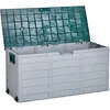 Image de Beliani Coffre de Rangement pour Jardin 112 x 50 cm avec Roulettes en Plastique Gris et Vert Locarno