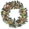 Image de Couronne de Noël LED Décorée   60 cm en Synthétique Vert Idéal pour Votre Intérieur Décoratif de Noël Paimio Beliani