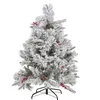 Image de Sapin de Noël Artificiel Effet Fausse Neige 120 cm en Synthétique PVC et Coton Blanc Masala Beliani