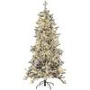 Image de Sapin de Noël LED Effet Neige 180 cm en PVC et Acier Blanc Tatlow Parfait pour Votre Décoration Intérieure Beliani