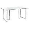 Image de Table de Repas en Verre Trempé 160 x 90 cm Pieds Argentés Envia