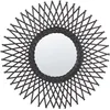 Image de Miroir Mural Boho Noir Cadre Rotin Forme de Soleil Ajouré Rond 60 cm Tagolu
