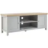 Image de Meuble TV avec Etagères Mobilier pour Salon 140 cm Gris et Bois Clair Hamp