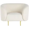 Image de Beliani Fauteuil à Accoudoirs et Dossier Unis Courbe Glamour Tissu Blanc Pieds Dorés Loen