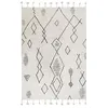Image de Beliani Tapis Moderne en Coton à Motifs avec Franges 160 x 230 cm Blanc et Noir Khemisset