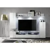 Image de Ensemble meuble TV DOS - éclairage LED inclus - 3 Portes - Mélamine blanc mat et brillant - L208 x P33 x H165 cm