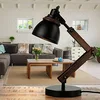 Image de Lampe de bureau en métal et bois noir naturel pour salon bureau H:52 cm E14, rétro, confortable, lampe de bureau réglable pour l'intérieur NOAH